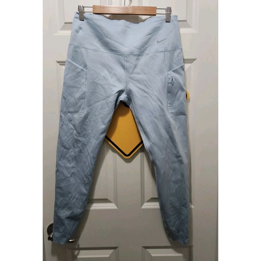 NIKE Go High Waisted 7/8 Running Leggings Firm Hold Compression Pockets XL BLUE